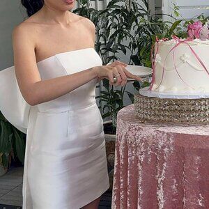 Untamed Petals Frankie Bridal Mini Dress with Detachable Bow and Demure Belt